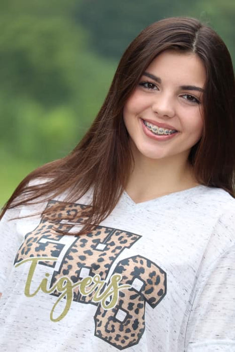 School Spirit Leopard Print Custom Shirts. Bella Canvas V Neck Tee