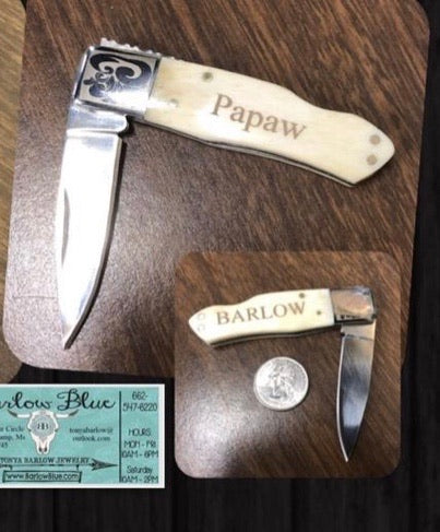 Personalized Pocket Knife.  We can put whatever you want on it!