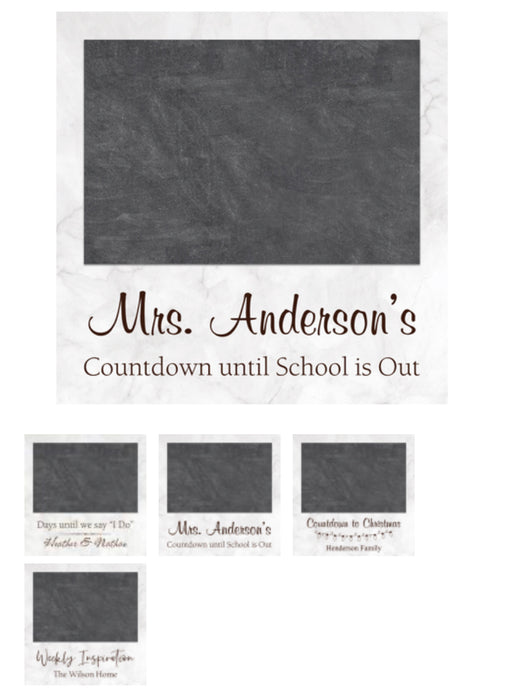 Personalized Chalk Board Sign for ANY occasion.  Can be personalized to say anything.  Some ideas are shown.  7"x7".  Personalization NOT included.