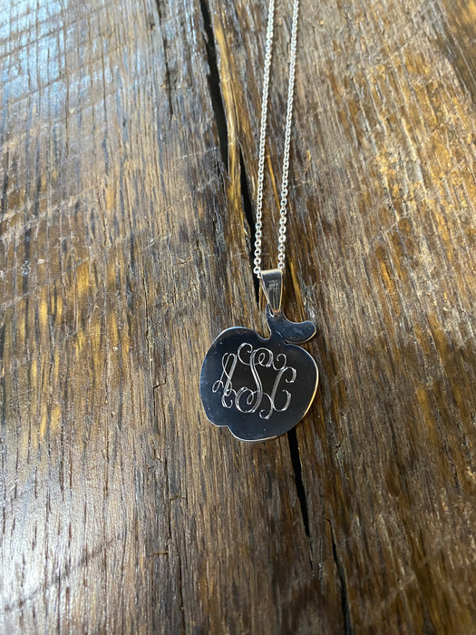 Silver Apple Monogram Necklace