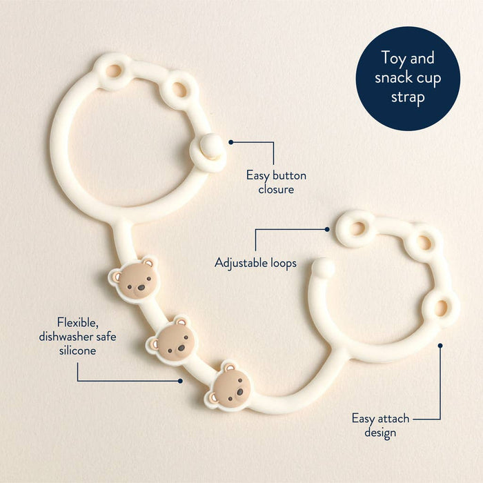 Itzy Strap™.  Use these to connect anything to your stroller, car seat, etc.