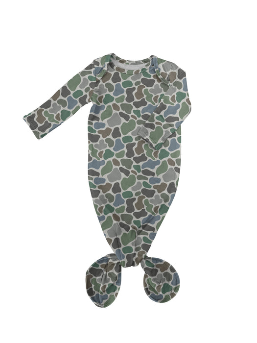 Pebble Camo - Knotted Infant Gown: 0-3 months