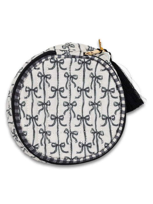 Round Quilted Bow Bag with Tassle by Simply Southern.  Pink Bows or Black Bows