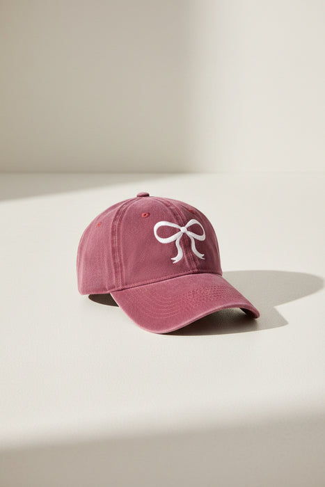 Maroon Hat With White Bow