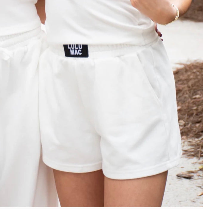 Adult White Lulu Mac Terry Cloth Shorts