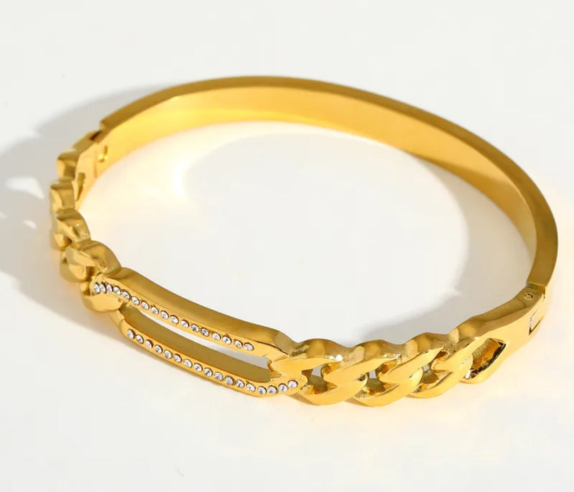 The Renée | Stainless Steel Bangle with Crystal Detailing