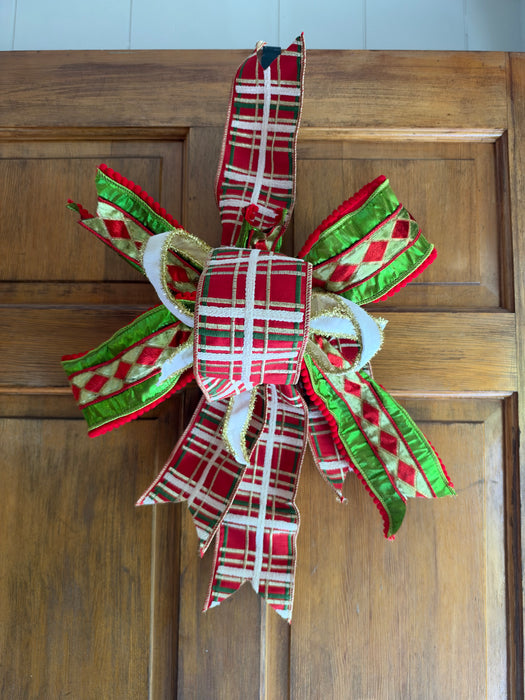 John Mark Ribbon Plaid Christmas Bow