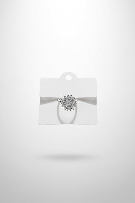 Silver Diamond Ball with Crystal Spikes Adjustable Fidget Ring