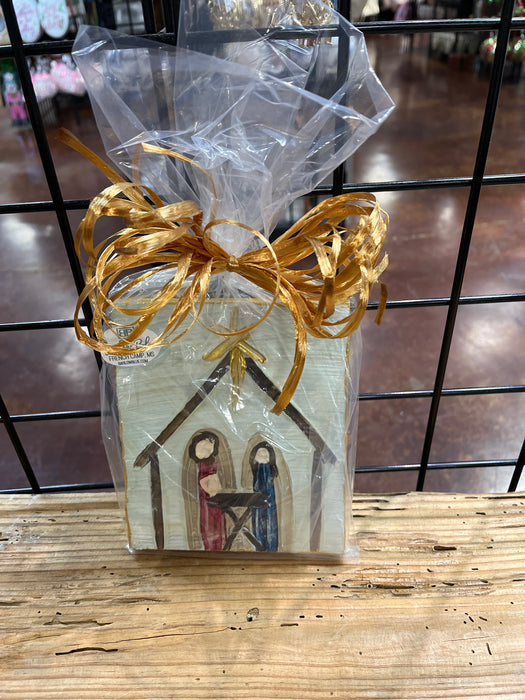 5.5" x 6.5" Nativity Wood Block by Alex Ladner