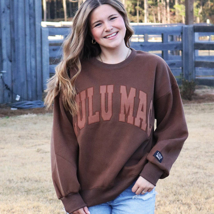 Lulu Mac Sweatshirt Brown with Light Brown Embroidery