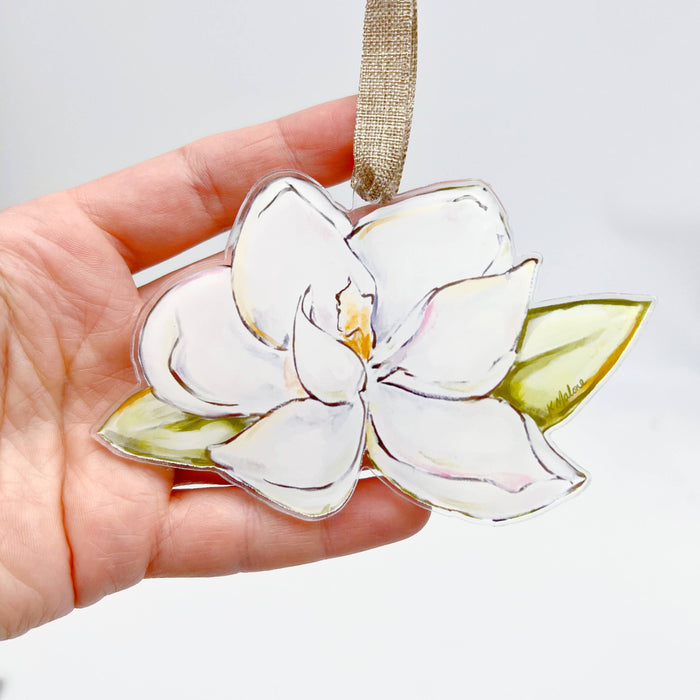 Magnolia Acrylic Ornament - Mississippi Floral Pretty Ornament
