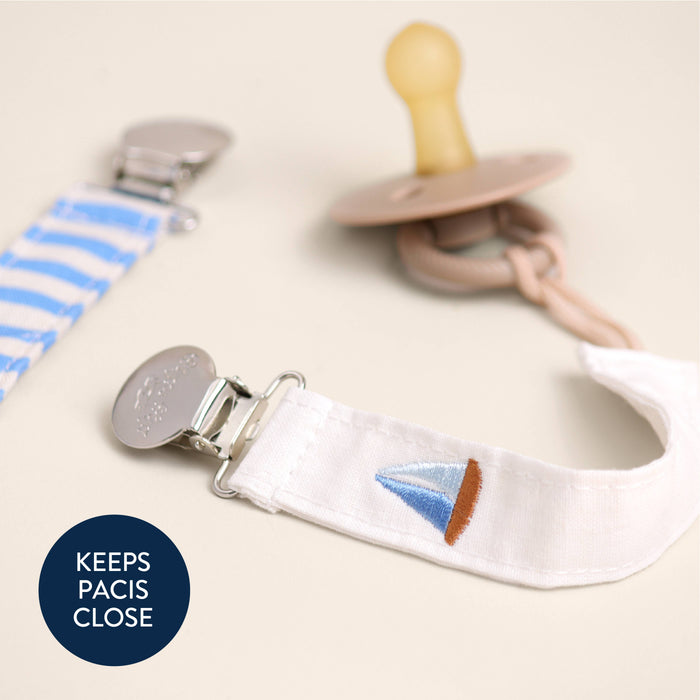 Itzy Clip™ - Fabric Pacifier Strap: Nautical