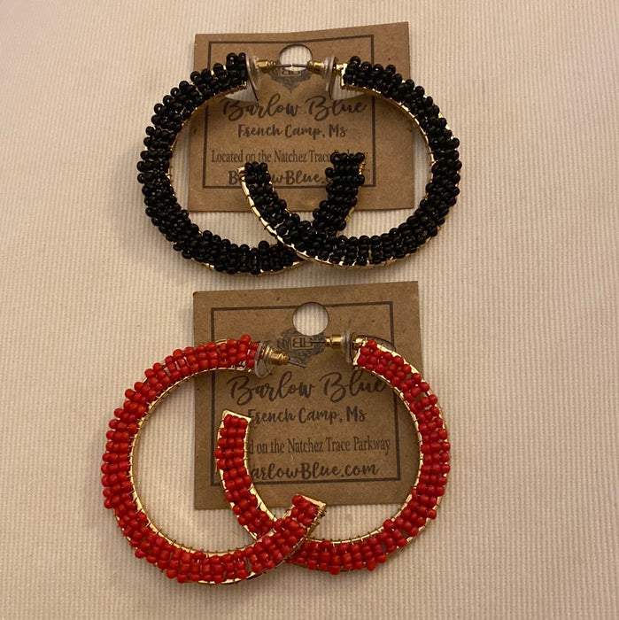 Large Hoops with Seed Beads- 4 Colors