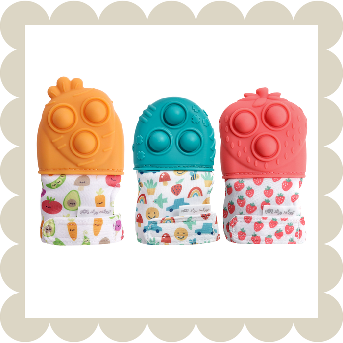Itzy Mitt Pop™: Strawberry Sensory Teething Chew