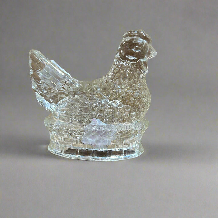 Clear Glass Hen on Nest