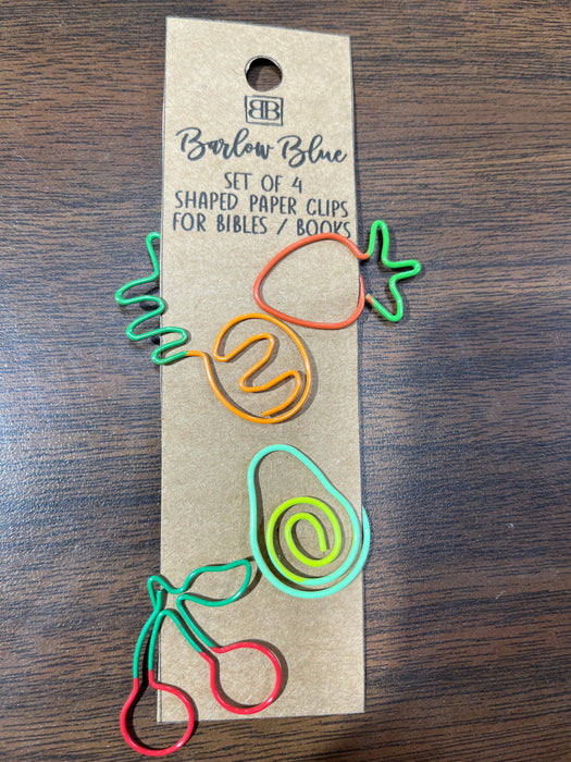 Mixed Fruit Set of 4 Decorative Paper Clips for Bibles & Books