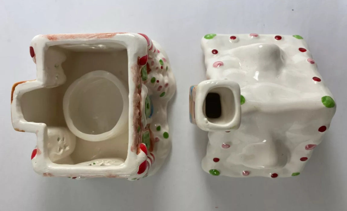 Vintage HEMCO NOS Votive Candle Holder Glazed Ceramic Gumdrop House Cottage
