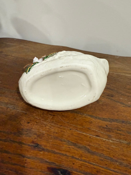 Vintage Christmas Swan Planter with Poinsettia