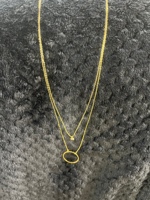 Golden Child Layered Necklace with Small Flower