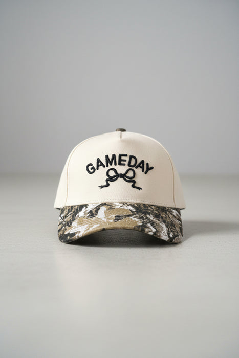 Gameday Camo & Cream Hat With Bow