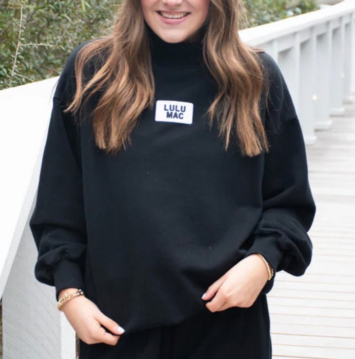 Adult Black Lulu Mac Mock Neck Sweatshirts