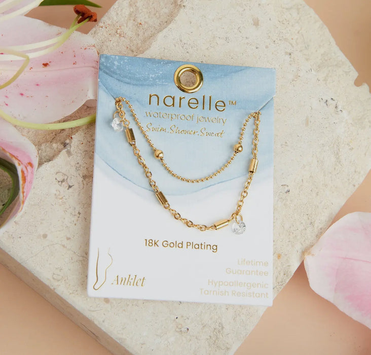 Waterproof Gold Dainty Multi Row Anklet