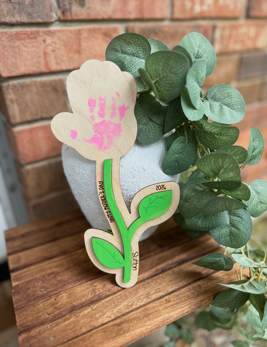 Mother's Day Wood Flowers: Add your child's handprint at home to make it even more special!