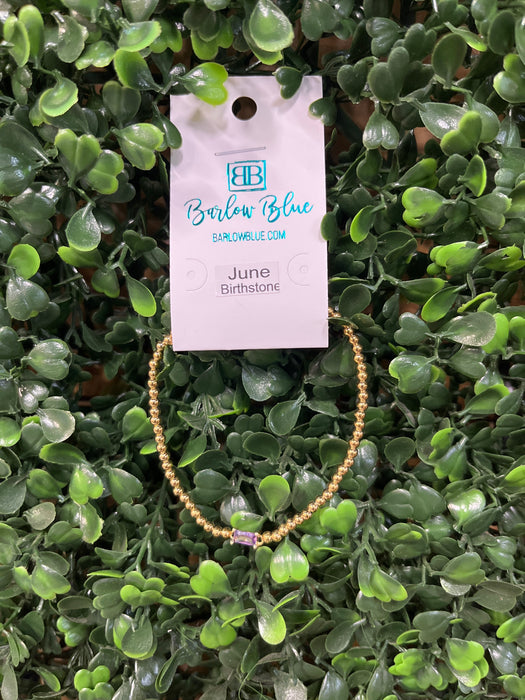 The Birthday Girl Birthstone Bracelets with Rectangle Birthstone Charm