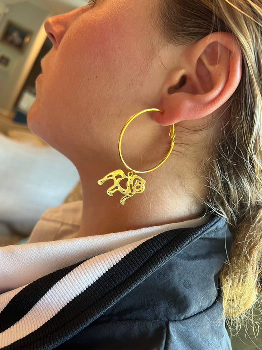 Bulldog Earrings-Gold Hoop Bulldog GameDay Earrings