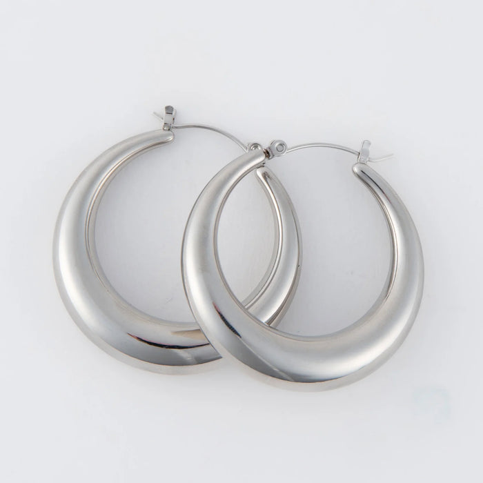 Silver Narelle Waterproof Round Hoop Earrings