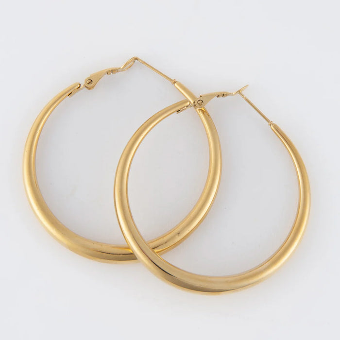 Vintage Chunky Pin Catch Hoop Earring Gold