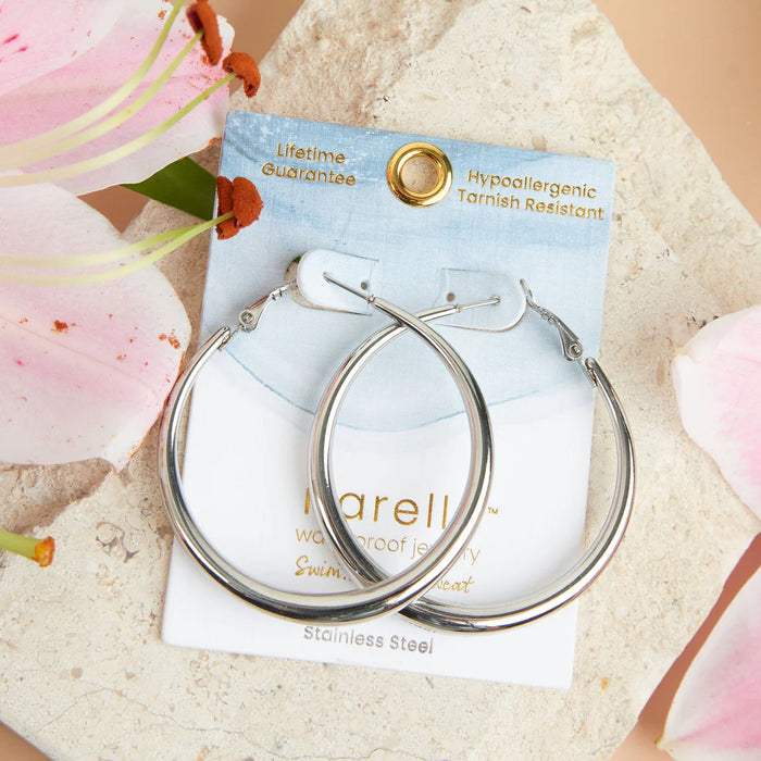 Silver Vintage Chunky Pin Catch Hoop Earring