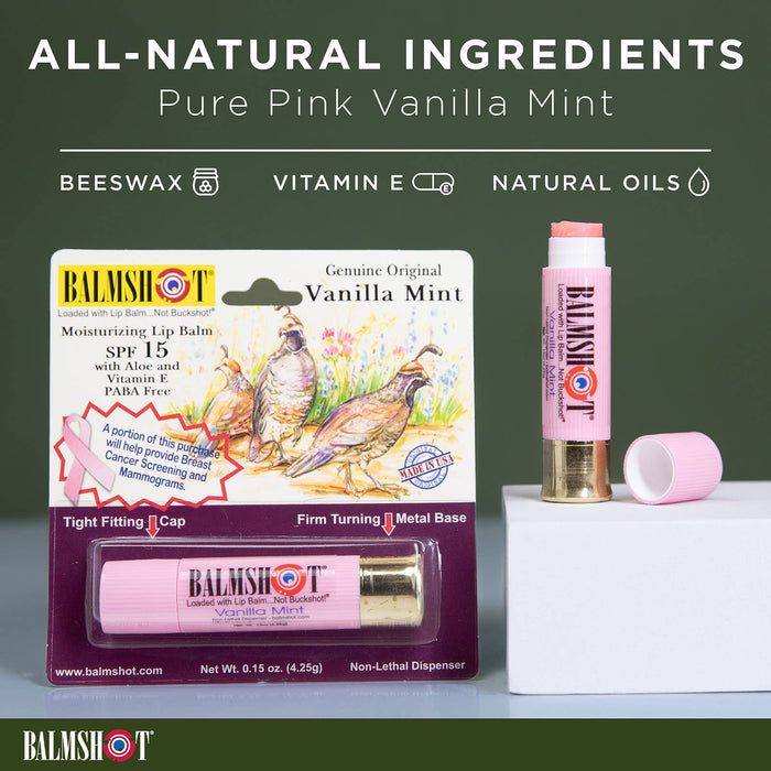 Pure Pink Vanilla Mint Lip Balm in a Bullet