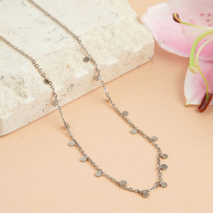 Disc Chain Necklace Silver L: 16"