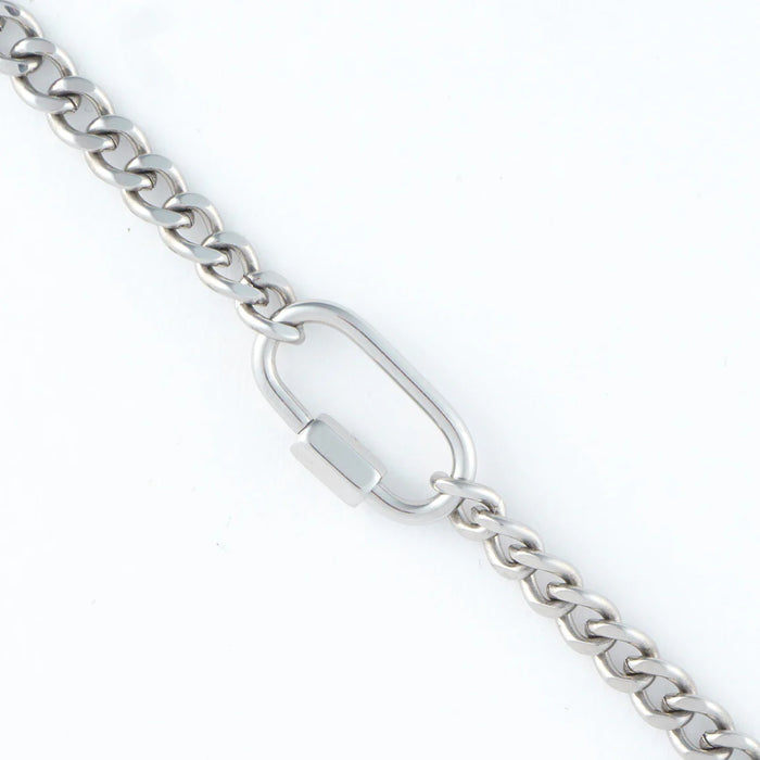 2 Tone Carabiner Chain Necklace Silver
