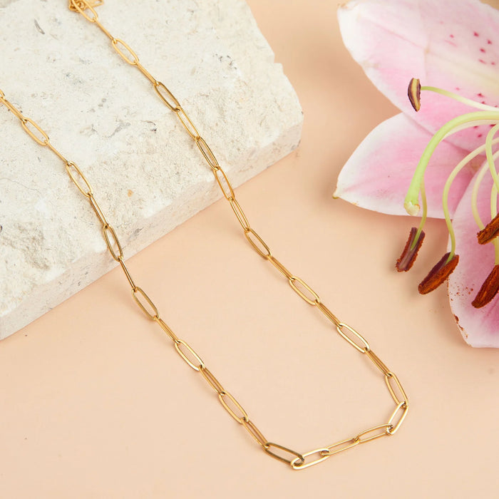 Paper Clip ChainNecklace Gold L: 18"