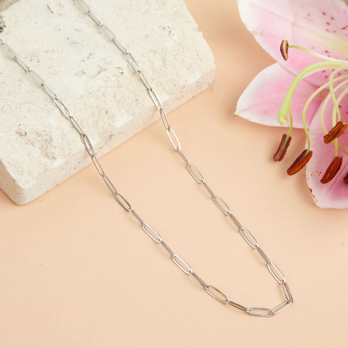 Paper Clip ChainNecklace Silver L: 18"