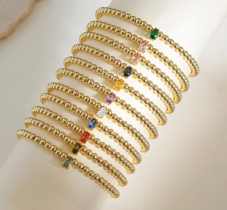 The Gem Glow - Small Tear Drop Birthstone Bracelets