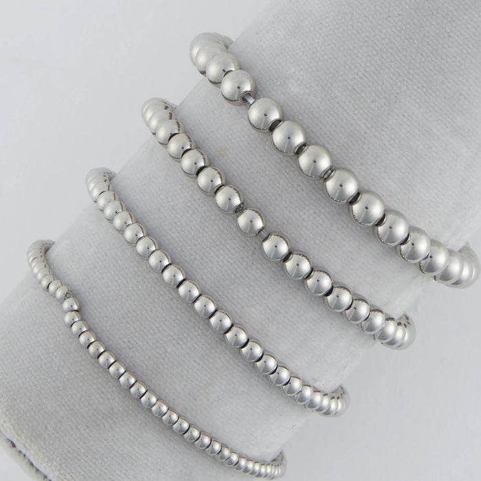 Four Single Row Beaded Elastic Bracelet