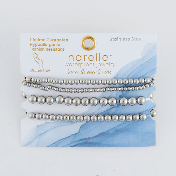 Four Single Row Beaded Elastic Bracelet