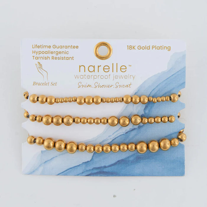 Waterproof Stretch Graduated Ball Bracelet Set