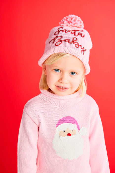 Pink Santa Rollneck Toddler Sweater