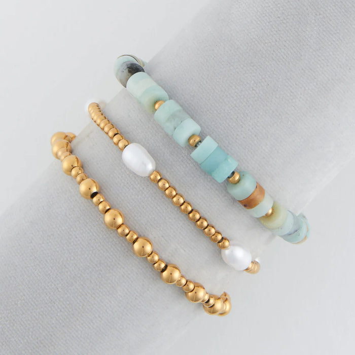 Narelle Waterproof Pearl Bracelet Set Gold