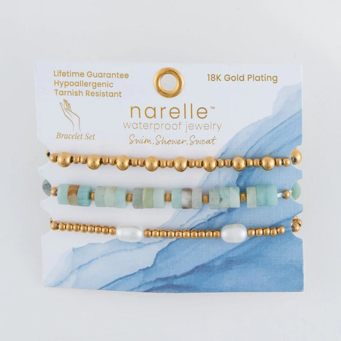 Narelle Waterproof Pearl Bracelet Set Gold