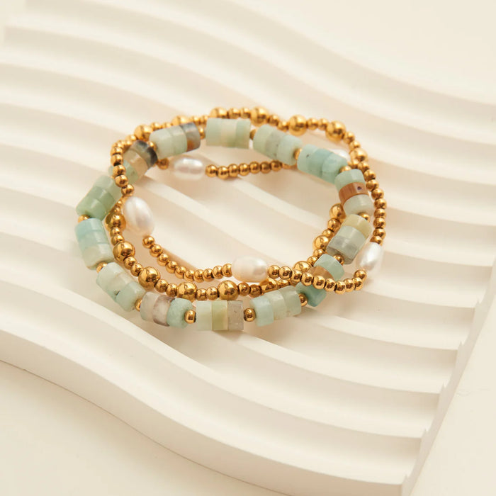 Narelle Waterproof Pearl Bracelet Set Gold