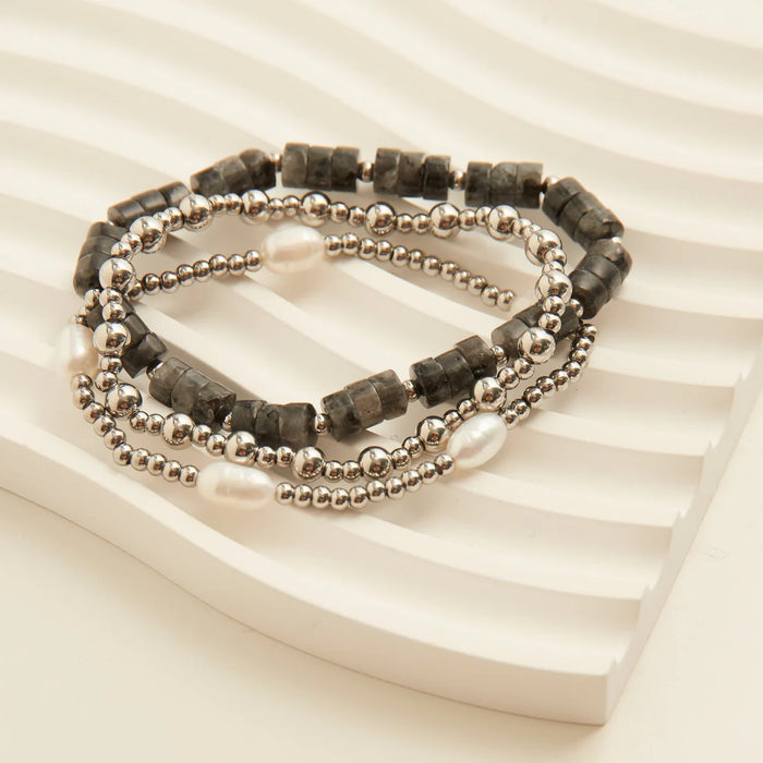 Narelle Waterproof Pearl Bracelet Set Silver