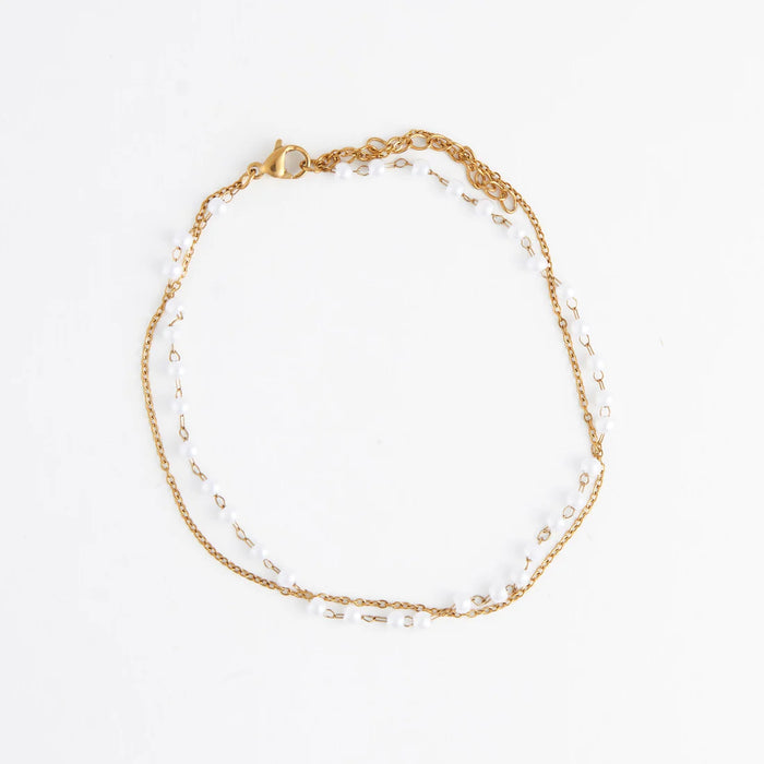 Narelle Waterproof Double Row Pearl Anklet