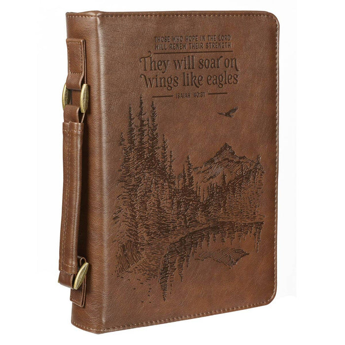 Bible Cover Classic Brown Wings Like Eagles Isa. 40:31: Extra Large