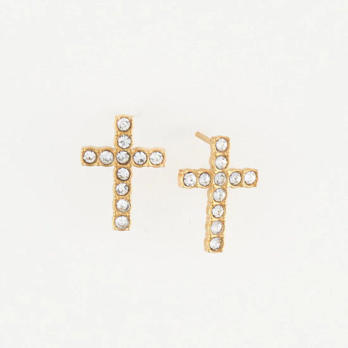 Narelle Waterproof Pave Cross Stud Earring