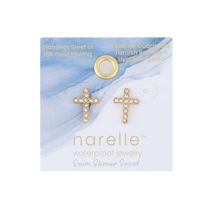 Narelle Waterproof Pave Cross Stud Earring